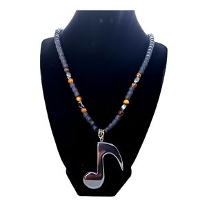 Men's hematite arrow beaded necklace